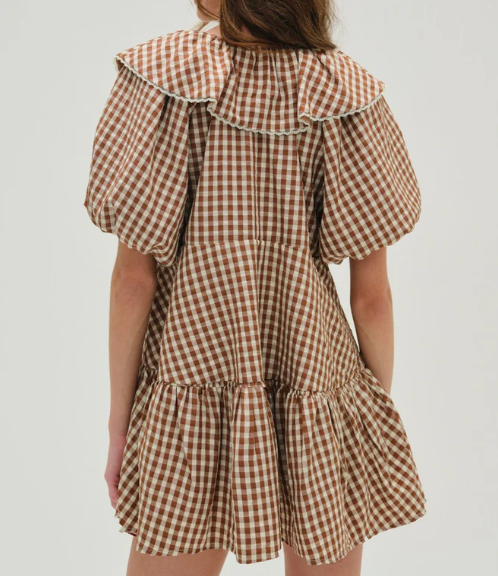 Gingerbread Gingham Mini Dress