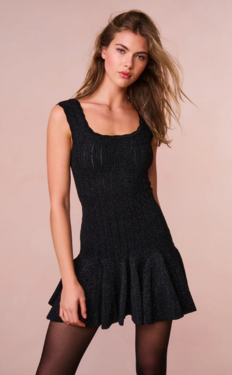 Maryanne Metallic Knit Mini Dress - Sofie Grey