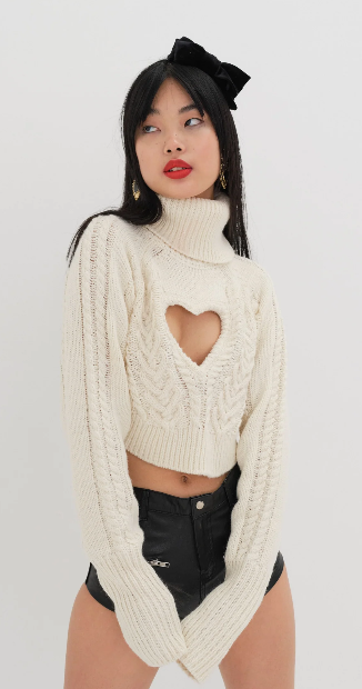 Vera Cropped Cut Out Sweater - Sofie Grey