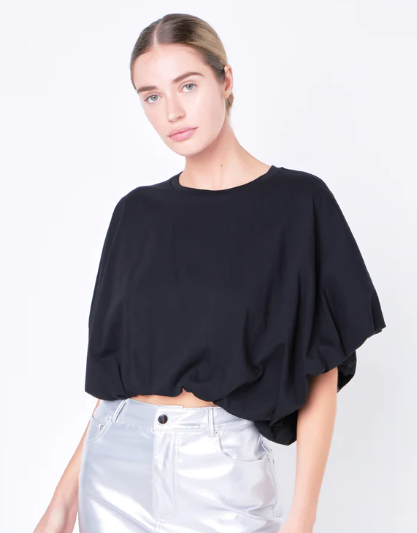 High-Low Cropped T-Shirt - Sofie Grey