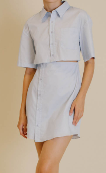 Cut Out Mini Shirt Dress - Sofie Grey