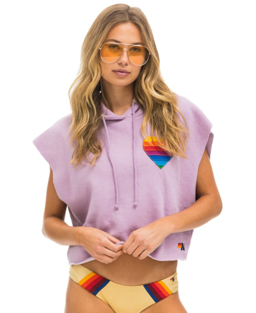 Rainbow Heart Crop Hoodie